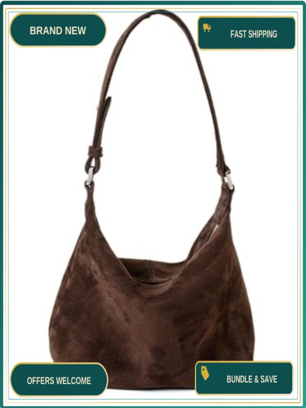 Premium Suede Leather Crossbody Purse Small Shoulder Bag Adjustable Strap Hobo